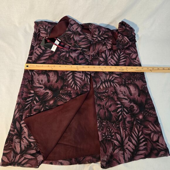 VINTAGE Out of Stock NEW WITH TAG Y2K Red Wine Leaf Print SILK Maxi Dress Size 6 - Picture 17 of 17